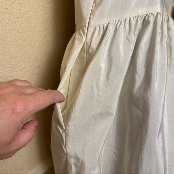 A New Day Creamy White Spaghetti Strap Adjustable Mid Dress Pockets & Bows NWT 4 - Picture 10 of 13